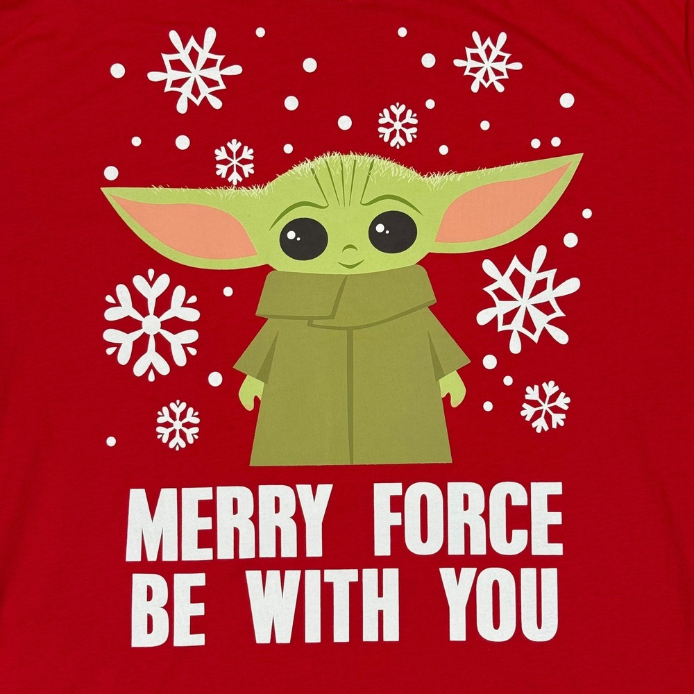 NEW‎ Star Wars Men's 2XL Christmas Shirt Grogu Baby Yoda Merry Force Long Sleeve - Picture 2 of 7